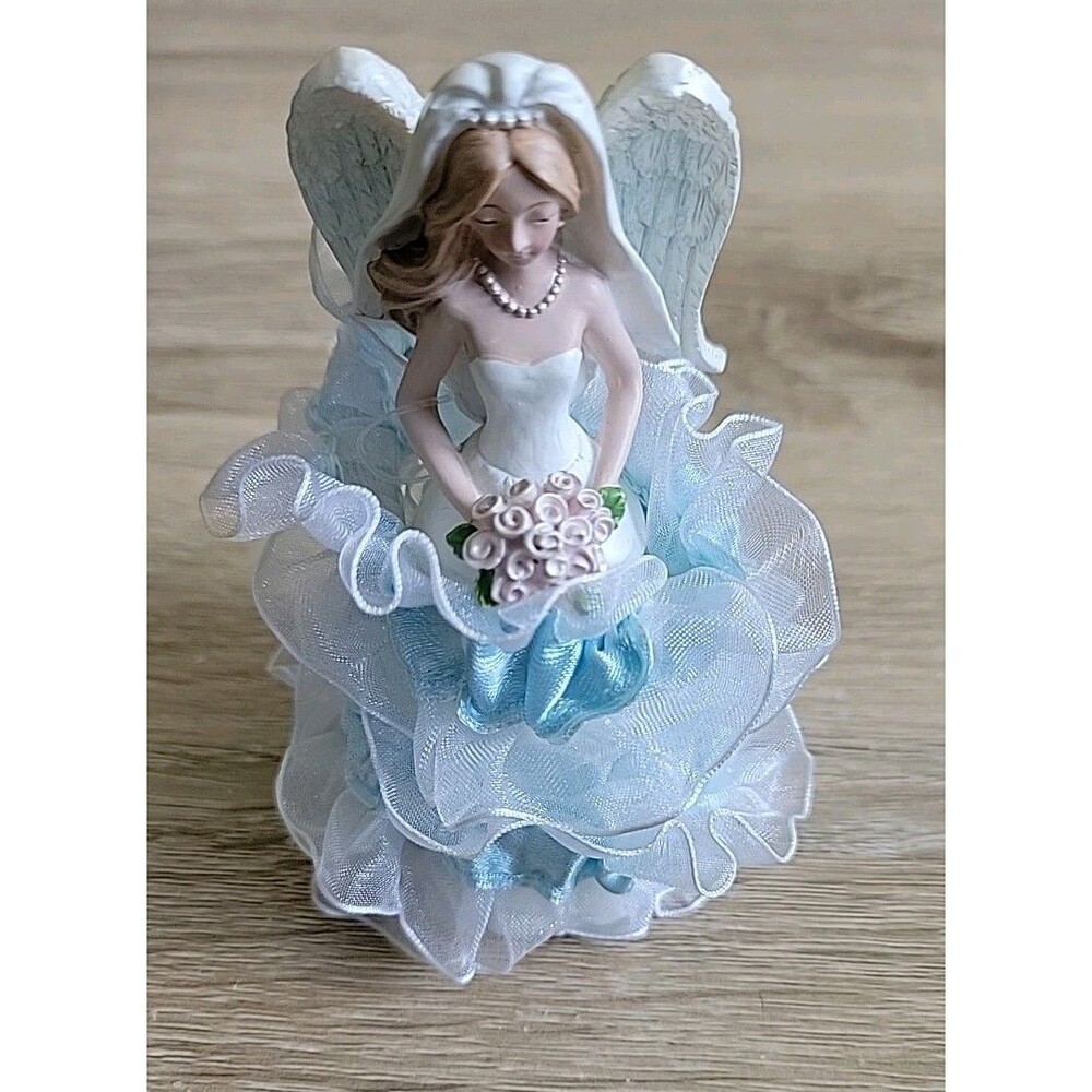 Russ Berrie White Lace and Promises "Something Blue" Angel Figurine with Garter